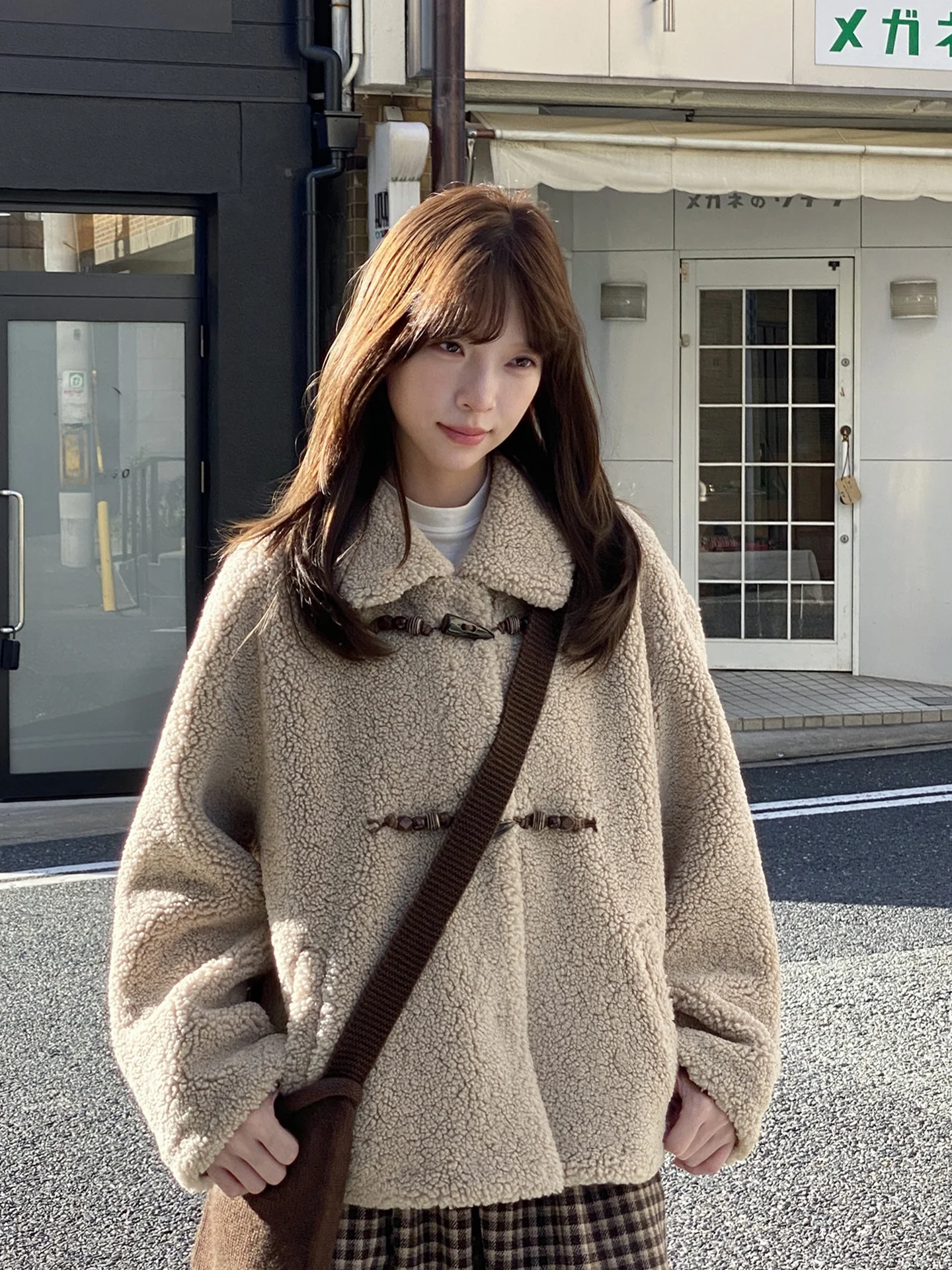 

Milk Rabbit Pl Women's ort Jaet Lamb Fur Coat Suede Inner Stand Collar Long Sve Casual Sle Polyester Fiber