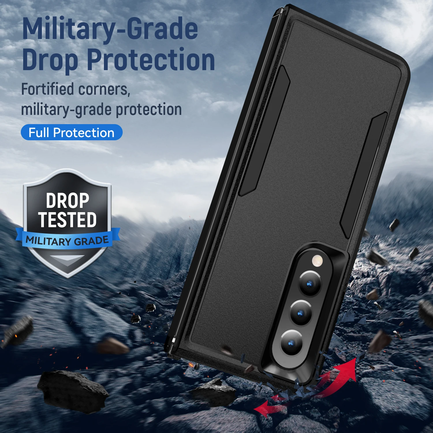 2 in 1 Hybrid Rugged Armor Shockproof Phone Case For Samsung Galaxy Z Fold 4 TPU Frame Hard Plastic Protective Back Cover Fundas
