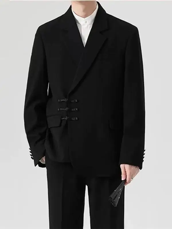 

New Chinese Sle Wedding Suit Set Men's Tuxedo Coat with Button Spring Autumn High Sensation Engagement Ceremony Clothing