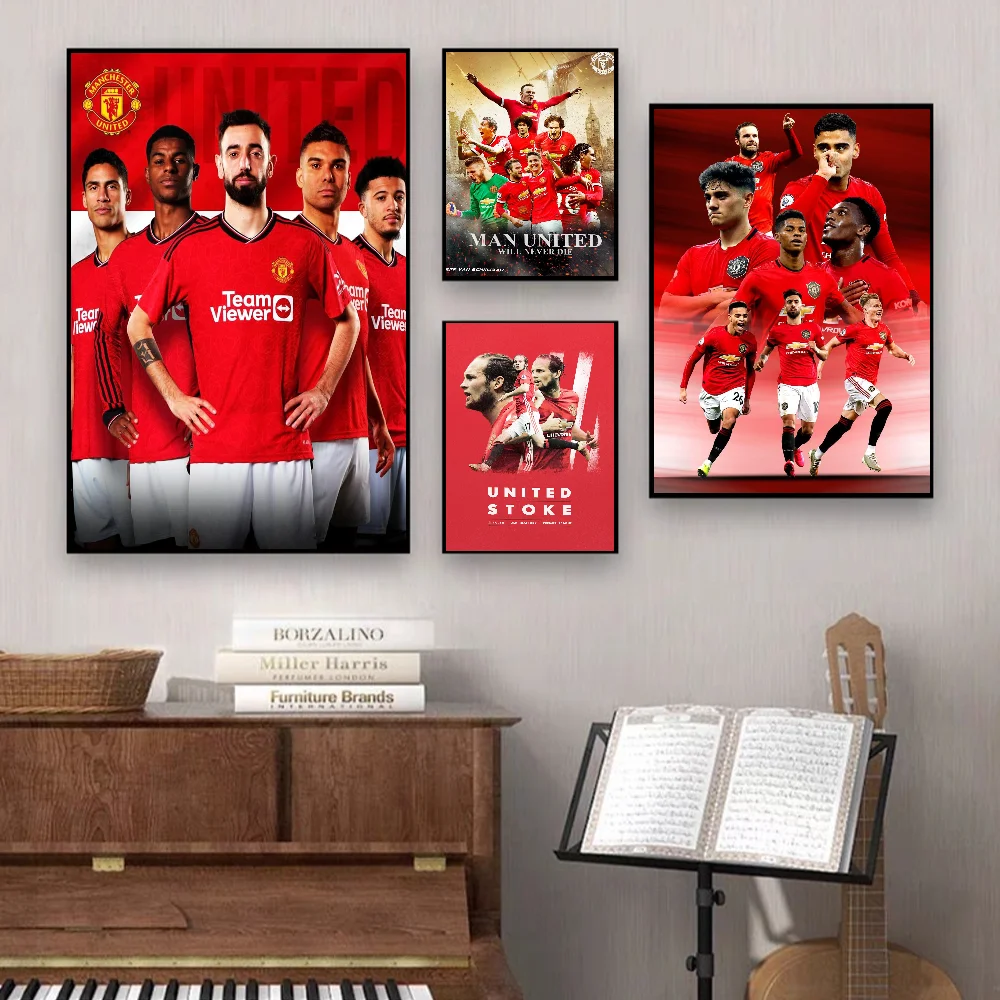 ملصقات كلاسيكية كلاسيكية لديكور الغرفة ، M-mancher U-United ، مطبوعات ورقة بيضاء ، عمل فني كاواي