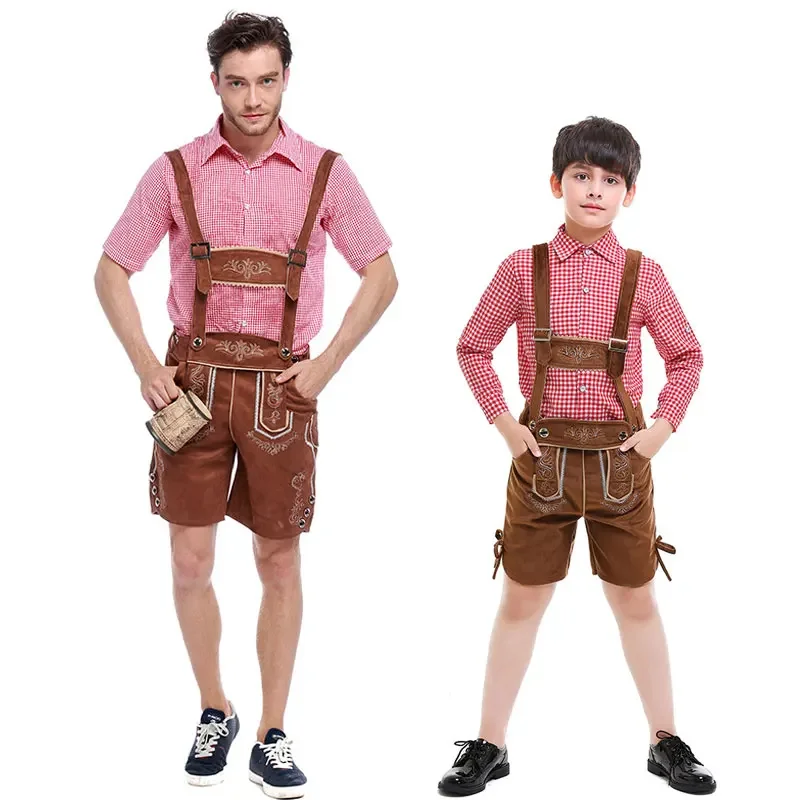 Oktoberfest Costume Lederhosen Bavarian German Festival Beer Cospaly For Teen Boys Men Halloween Mardi Gras Outfit