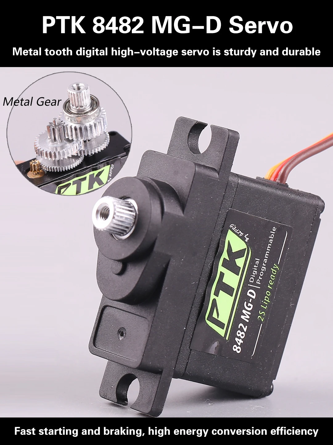 PTK 8482 MG-D Small High Speed Digital Metal Gear Steering Gear Metal Gear 0.08 Seconds High Pressure Servo