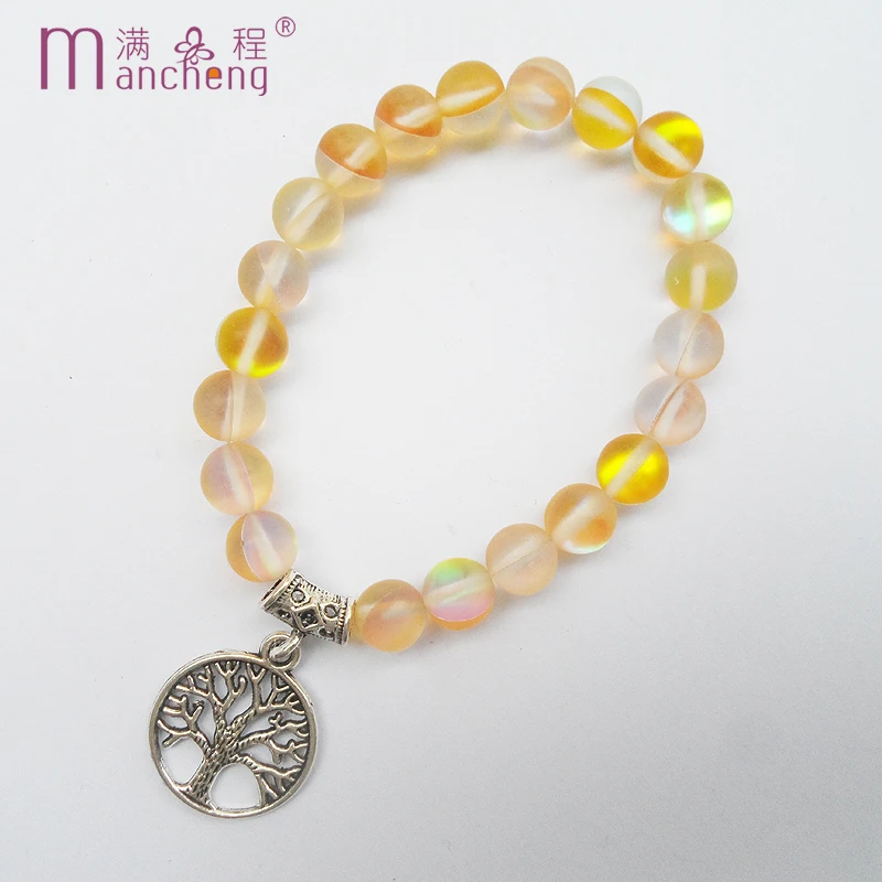 fnaf 2 rupee item Bracelets Punk Yellow Moonstone Luminous Glowing Life Tree Pendant Bracelet Yoga Female Men Party Gift