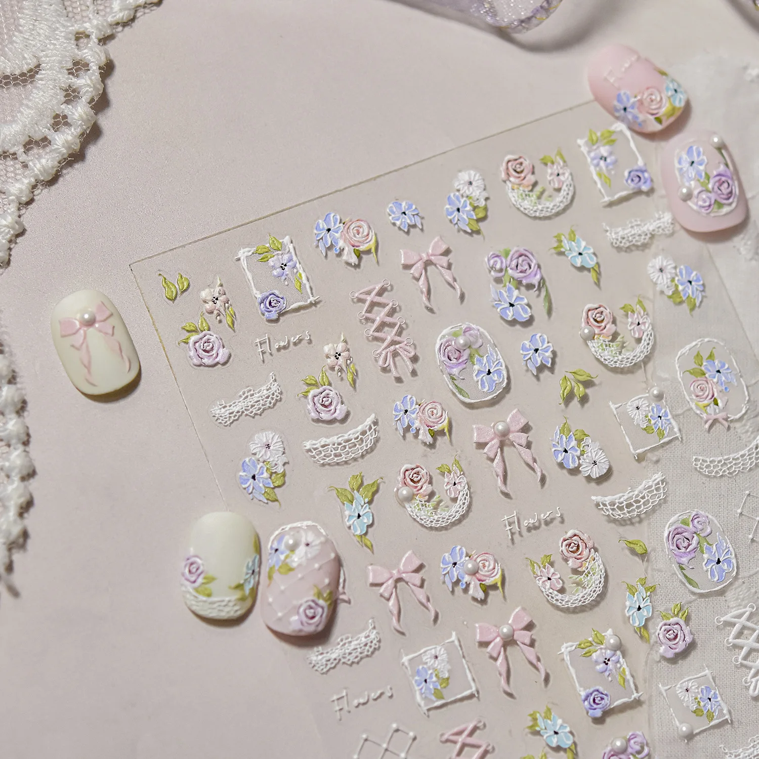 Adesivi per nail art con diamanti in cristallo di lusso 5D Adesivi per unghie adesivi per unghie da giardino in pizzo dolce 3D Nuovi decalcomanie per manicure fai da te Decorazione per unghie