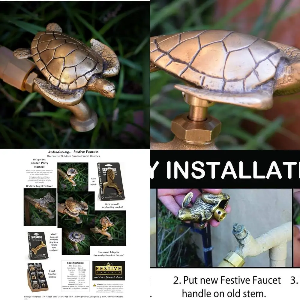 Universal Brass Sea Turtle Outdoor Faucet Handle, DIY Replacement, Fits Most Models