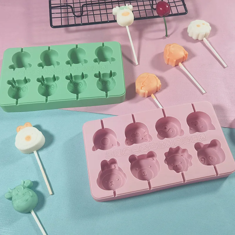 Porous Animal Silicone Lollipop Mold Princess Cheese Stick Making Tool Chocolate Candy Ice Mould Party Snack Children\'s Day Gift