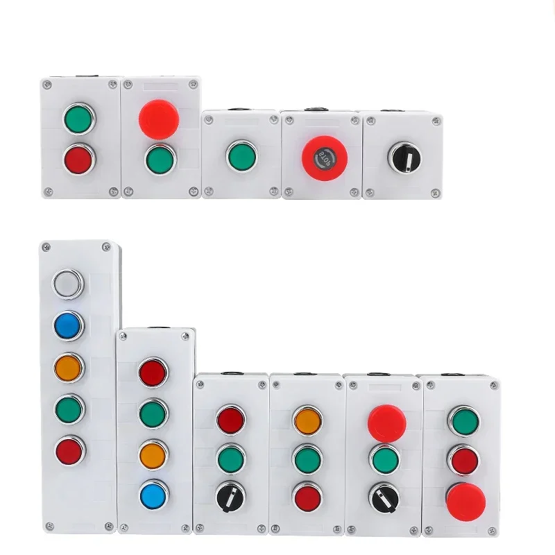 10PCS  Button switch control box emergency stop button indicating electrical box spring handheld self-starting waterproof