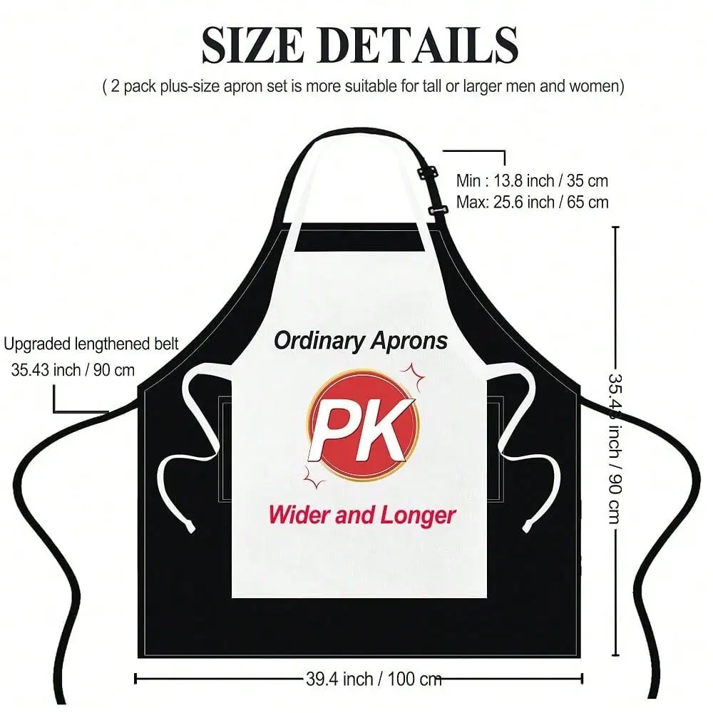 Size Apron With 2 Pocket For Chef Kitchen CooFKing Work, 2 Pack