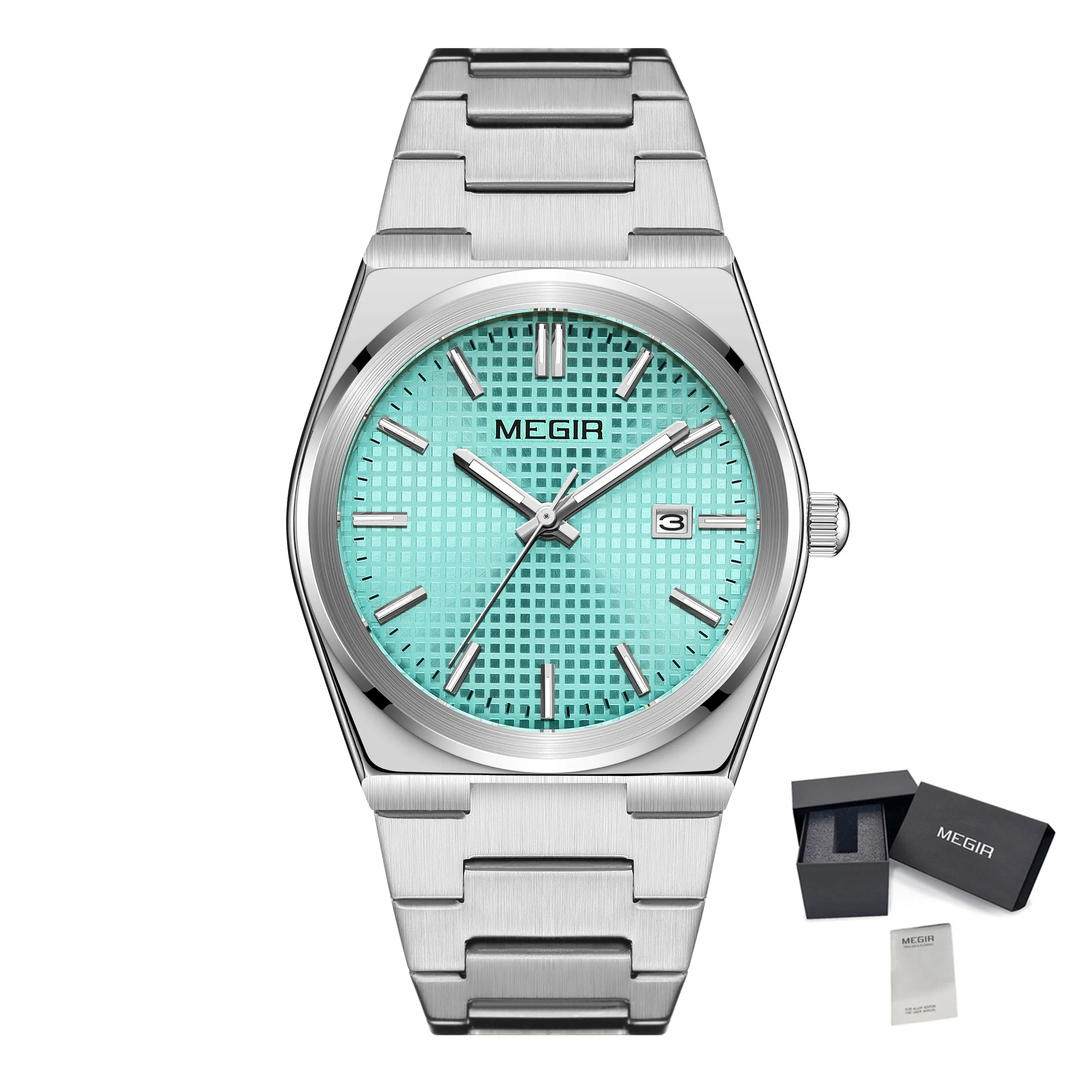 MEGIR Luxury Business Watches for Men Stainless Steel Strap Waterproof Calendar Male Quartz Wristwatch Clock Reloj Hombre 1086