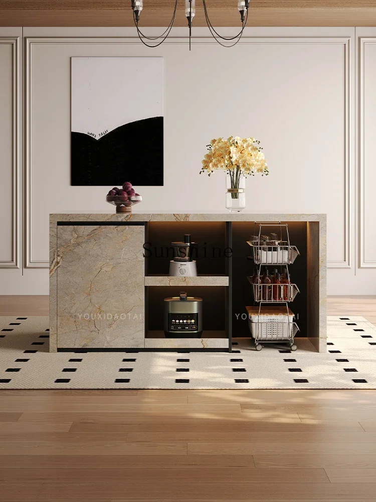 

Cloud brown rock slab island table bar table integrated Italian minimalist mid-guide table customization FT