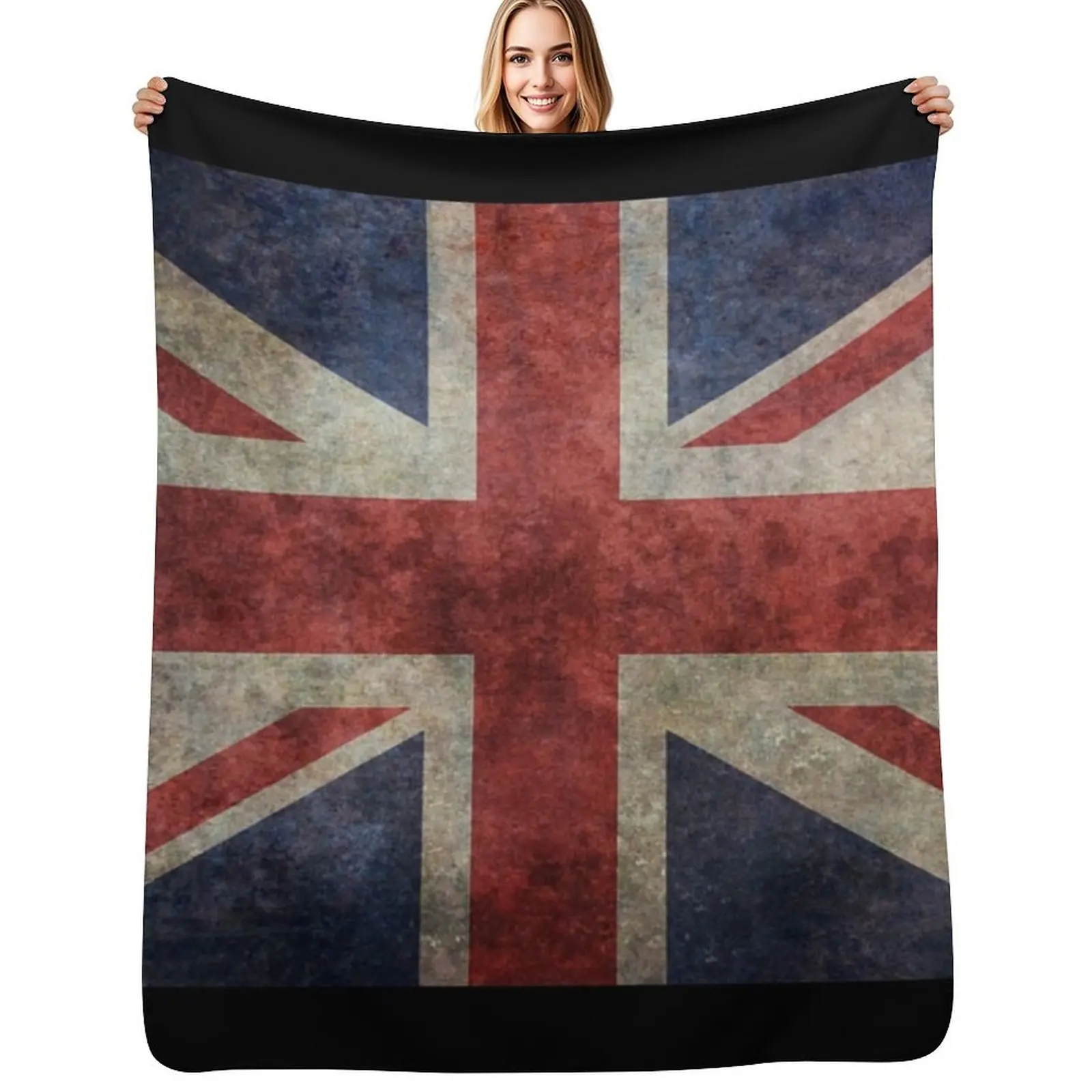 

A grunge looking distressed Union Jack uk version Throw Blanket manga Baby Heavy Personalized Gift Blankets