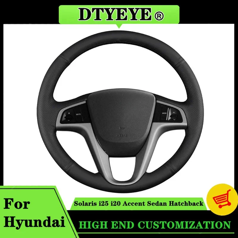 Car Steering Wheel Cover For Hyundai Solaris i25 i20 Accent 2009-2014 Sedan Hatchback Customized Original Steering Wheel Braid