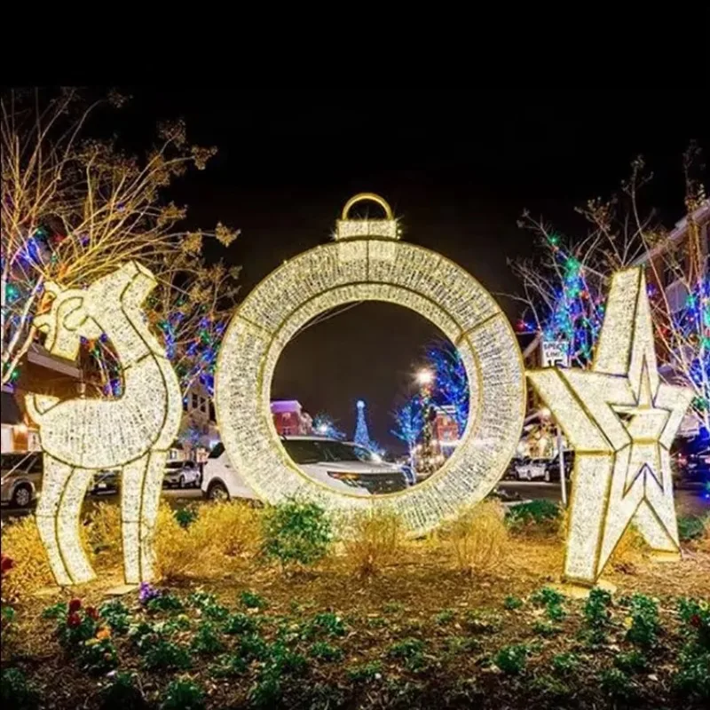 New design christmas 3d motif light up outdoor commercial decoration