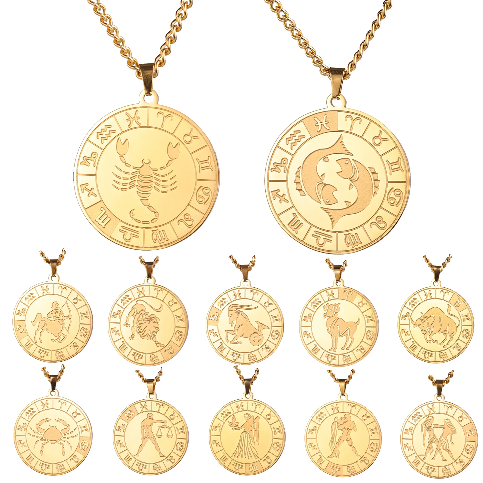 Moda 12 konstelacji wisiorki naszyjnik dla kobiet mężczyzn ze stali nierdzewnej znak zodiaku naszyjniki Vintage Amulet biżuteria hurtowych