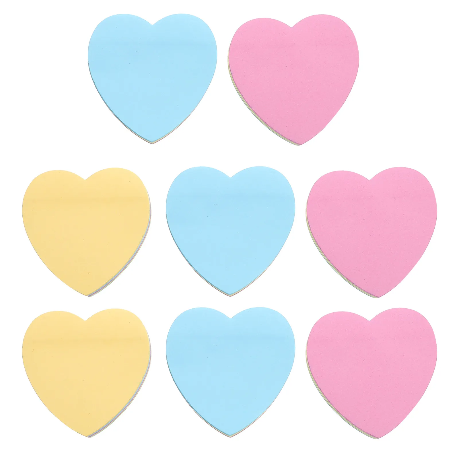 8pcs Heart-Shaped Sticky Memo Pads, Self-Adhesive Reusable Notes with Bright Lovely Design for Office or Friends