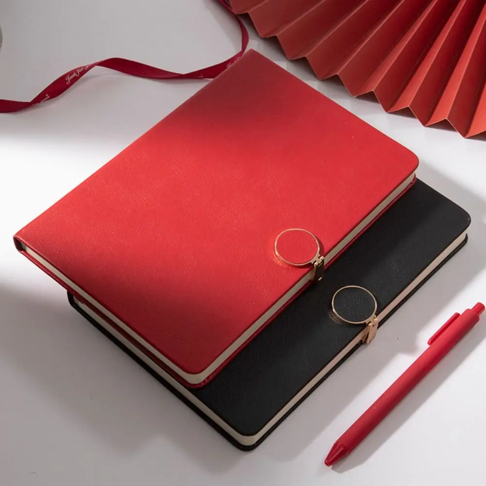 200 Pages A5 Notepad PU Leather Cover Horizontal Line Students Notebook Thickened Paper Wear-resistant Business Office Notebook