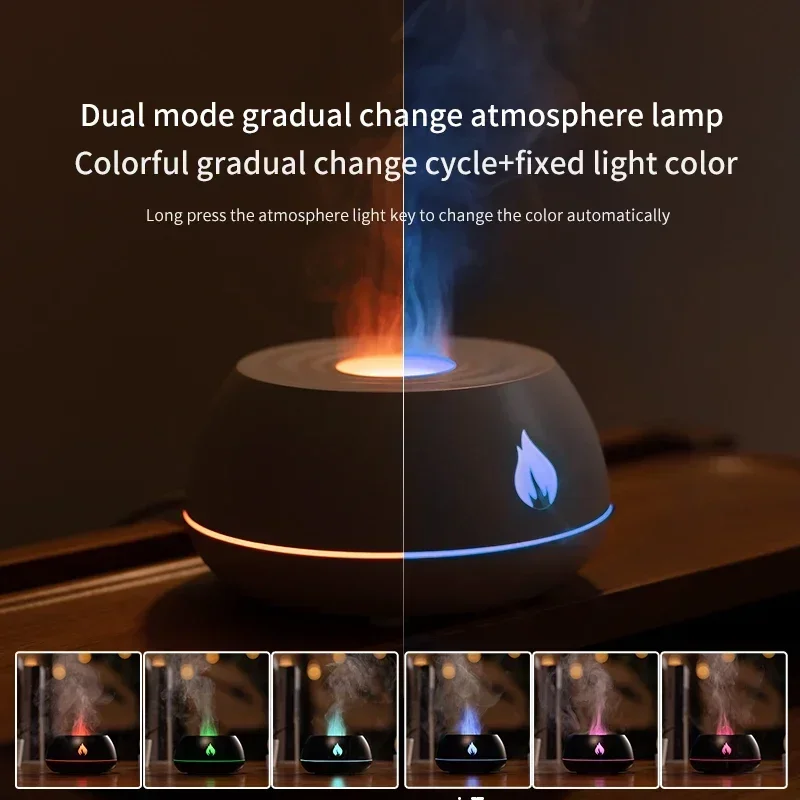 New Aroma Diffuser Air Diffuser Ultrasonic Cool Mist Maker Fogger Led Essential Oil Flame Lamp Difusor Air Humidifier