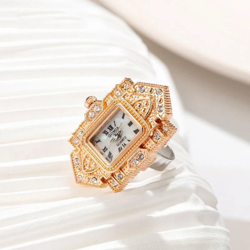 Reloj de anillo Vintage Punk de cuarzo, Anillos de banda ajustables para mujer y hombre, dedo de lujo, Hip-hop, pareja, nueva joyería de bolsillo de Hip Hop