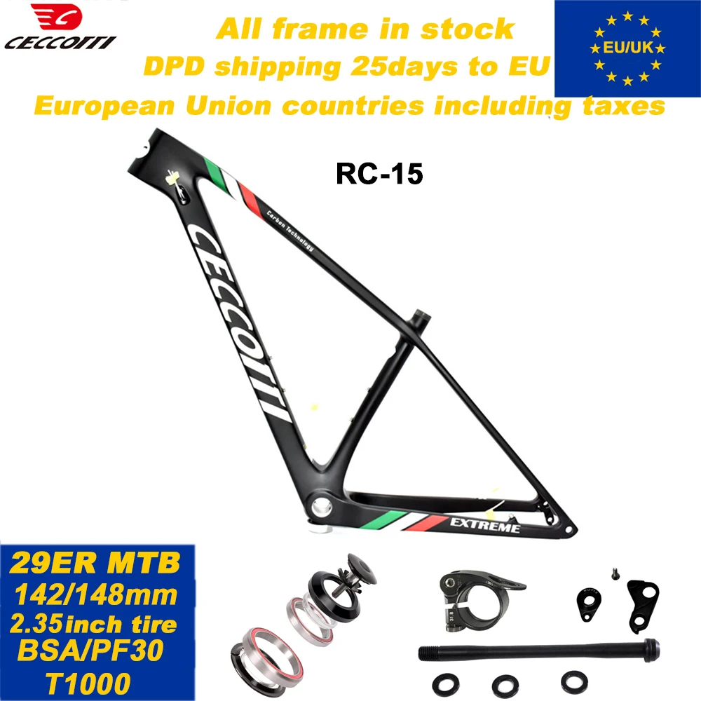 

CECCOTTI 29er MTB Carbon Frame 148mm Boost and 142mm thru axle mountain bike frame On-Hand Goods Promotion