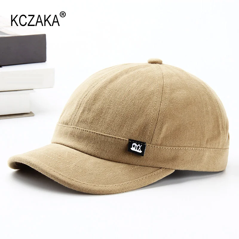 5cm Short Brim Baseball Cap for Men Casual Soft Top 6 Panels Cotton Snapback Caps for Women Solid Short Billed Umpire Dad Hats