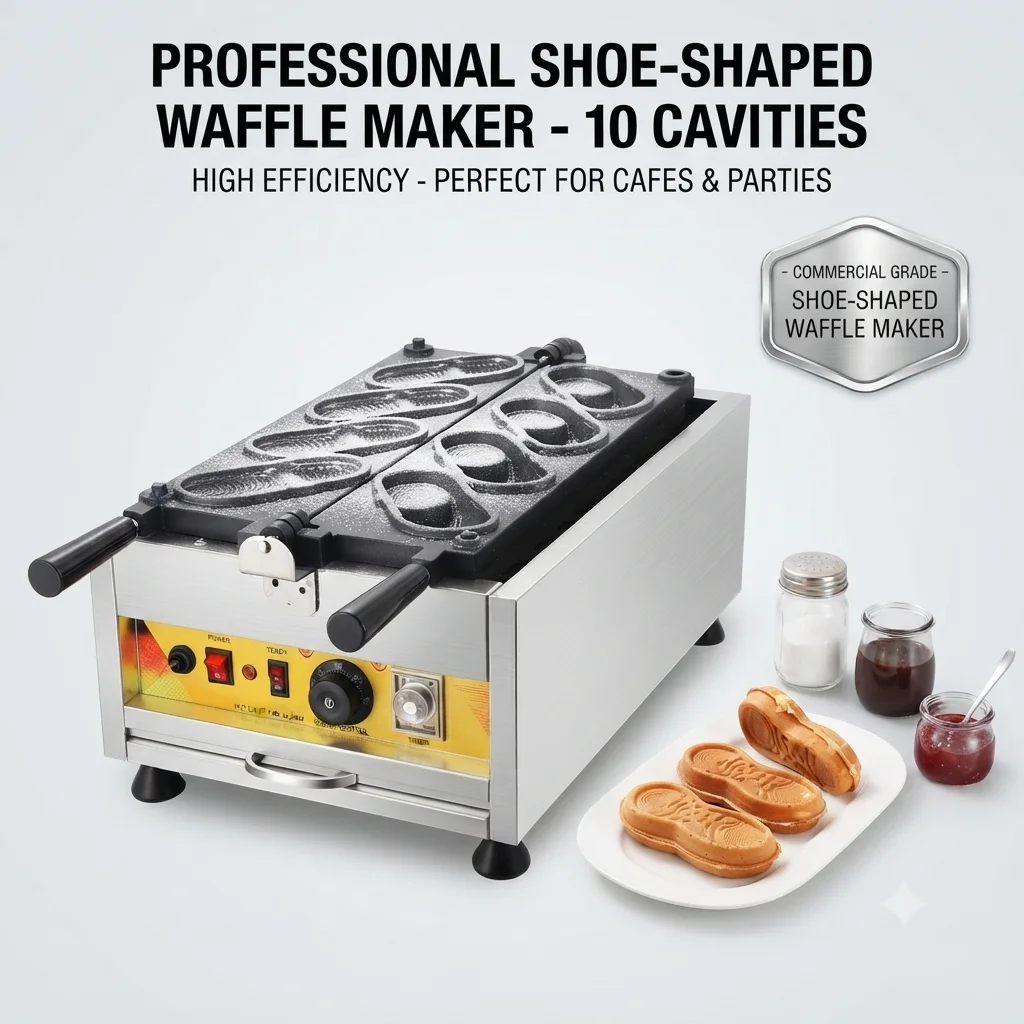New Commercial Electric Crocodile Shape Waffle Iron Stainless Steel Food Grade Waffle Maker Machine for Food Shop
