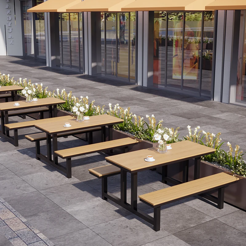 Outdoor one-piece table and chair combination park chair commercial street amusement park courtyard seat scenic spot bench