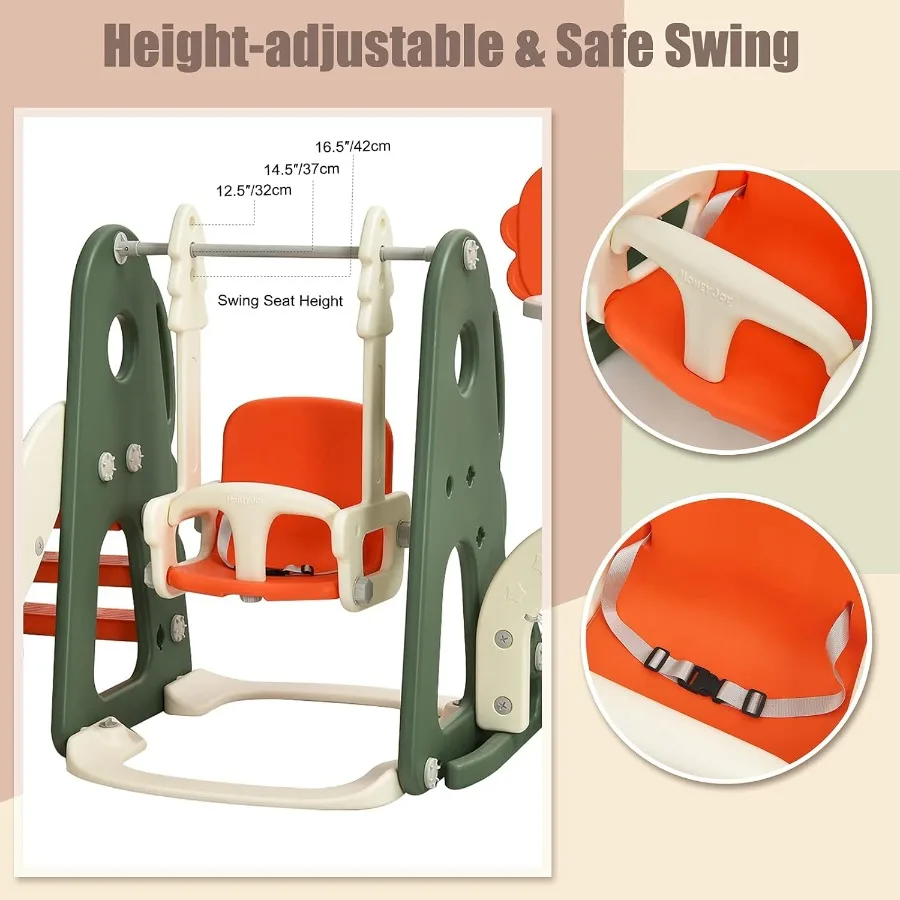 Ensemble de jeu de toboggan et de balançoire pour tout-petits 6 en 1, grand jeu de toboggan grimpeur avec panier de basket-ball, porte de Football et aire de jeux de trous de Golf Swin