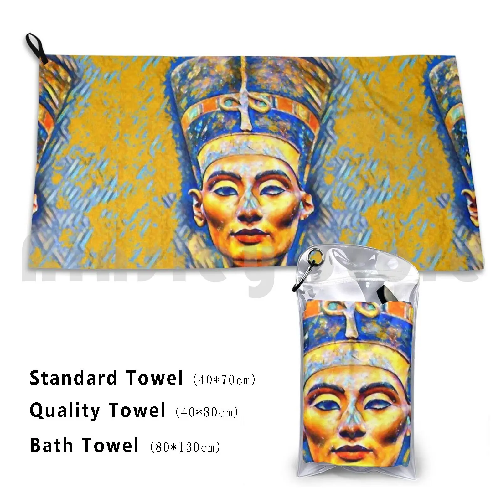 Colourful Nefertiti Bath Towel Beach Cushion Egypt Egyptian Queen Pharaoh Ancient Historical Figure History