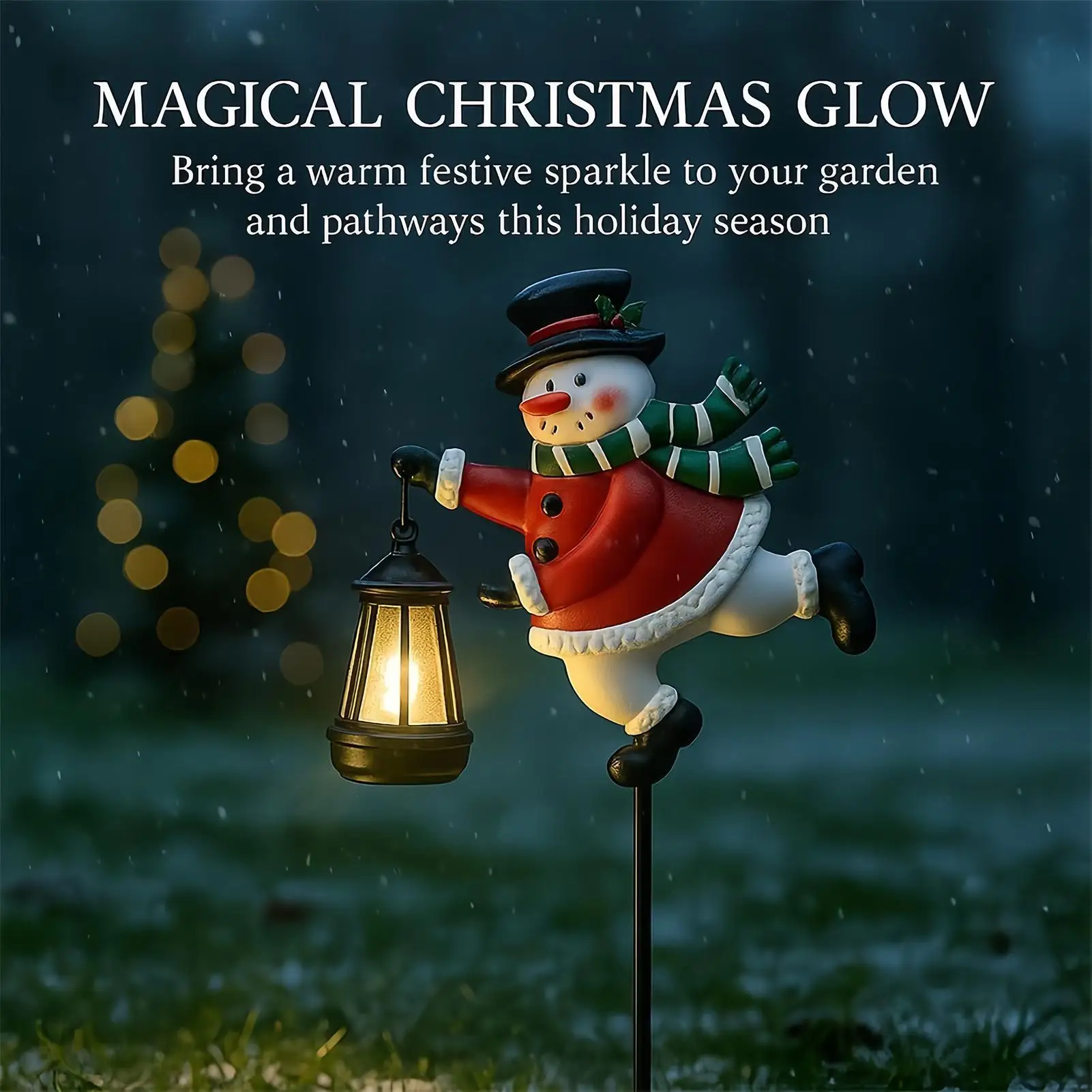 Christmas Display Stake Light Waterproof Solar LED Snowman Lantern Solar Christmas Stake Lights for Outdoor Garden Courtyard
