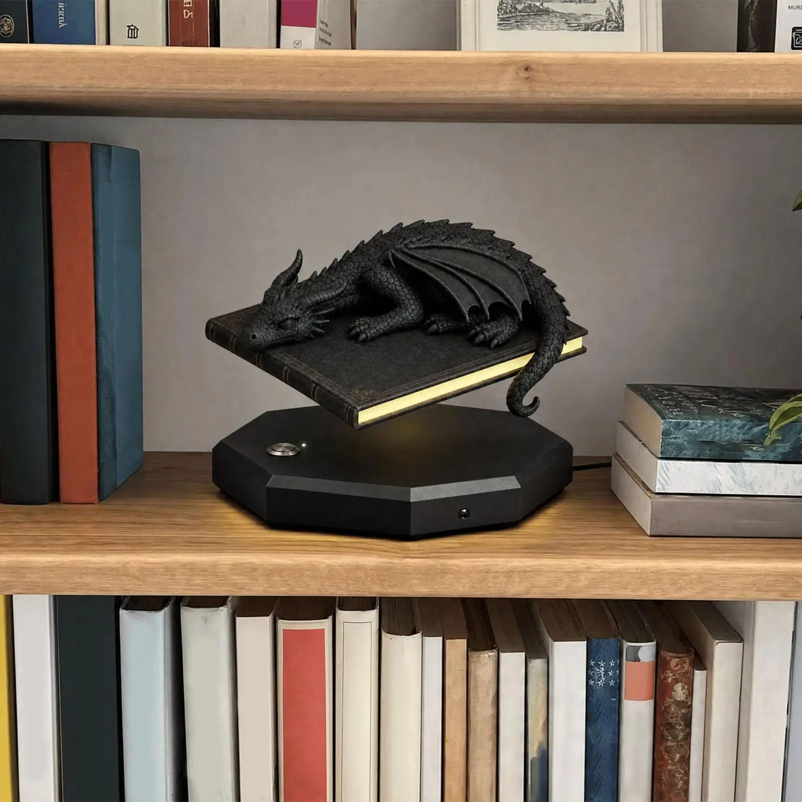 Bookshelf Lantern Vintage LED Floating USB Rechargeable Dragon Decor Library Lighting for Bedroom Living Room Reading Nook Desk