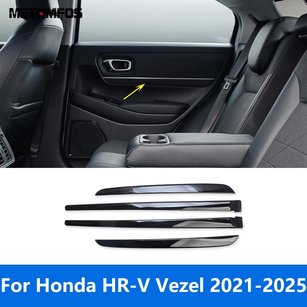 

For Honda HR-V Vezel 2021-2023 2024 2025 Black Inside Door Armrest Panel Strip Molding Trim Interior Accessories Car Styling