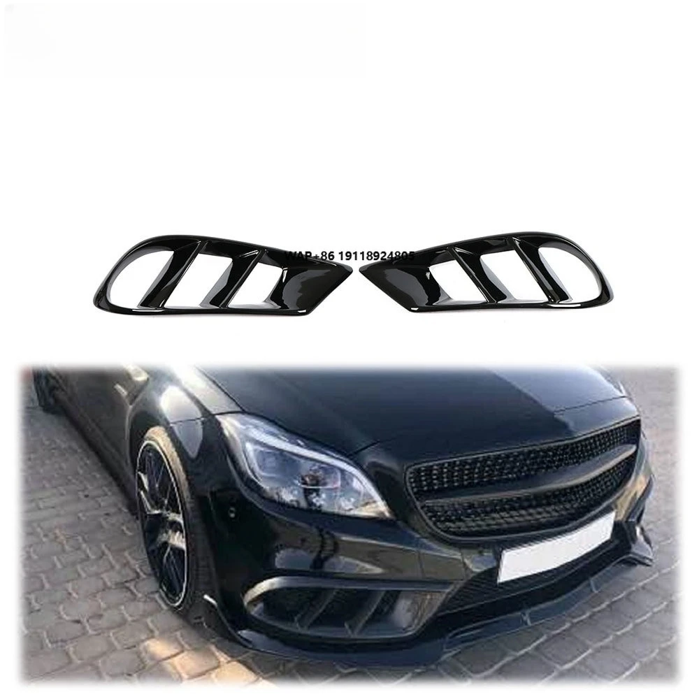 

Fits for Benz W218 Sport 14-17 Front Bumper Grill Fog Air Vent Cover Gloss Black