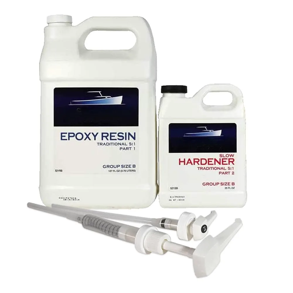 

Epoxy Resin Kit (Gallon, Slow Hardener), Marine Grade Epoxy for Fiberglass and Wood Boat Building and Repair For Use On Wood