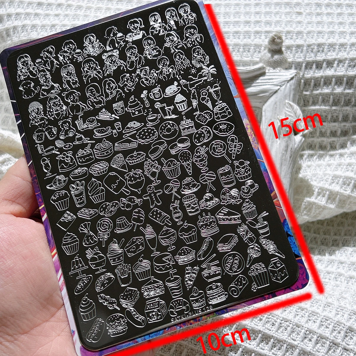 Nail Art Stempelplatte, Stempelstahlplatte, anfängerfreundliche Nageldekorationsvorlage ohne Malerei, niedliches Cartoon-Handgemaltes Burger King Mixed Bread Nail Art Pattern Stamping Nagellackform, Nagelstempel-Vorlage, transparentes Transfer-Silikon-Stempel-Stahlplatte-Werkzeug