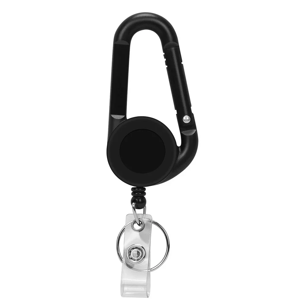 Retractable Pull Key Ring Chain Belt Clip Carabiner Reel Card Badge Holder Recoil Extends To 60cm Swivel-Back Extractable