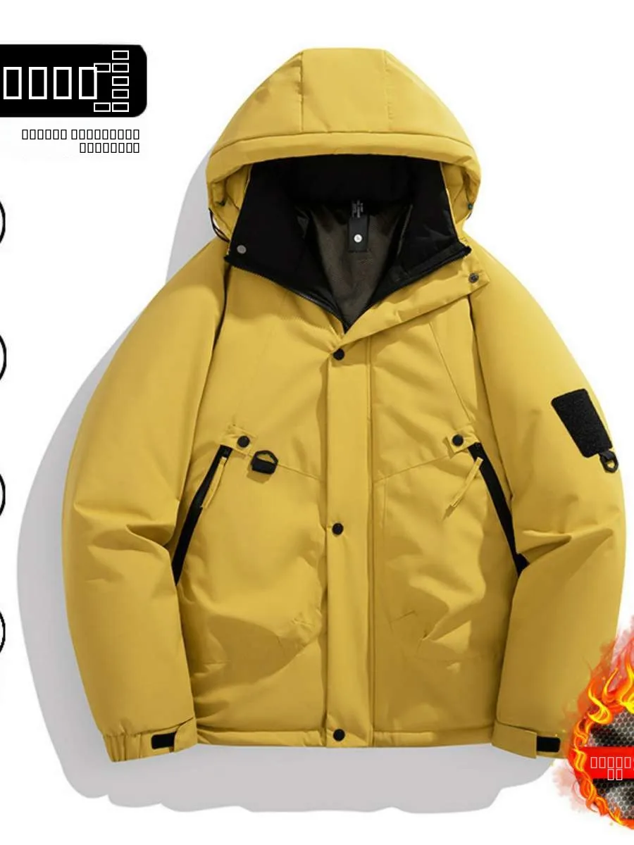 

New American Sle Thiened Cotton Jaet Men's Workwear Outdoor Warm Coat Autumn Winter Long Zipper Closure Color