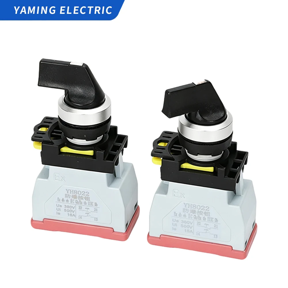 22mm Opening Hole Explosion-Proof Knob Rotary Switch Key 2/3 Positions Self-Locking Waterproof Dustproof Control