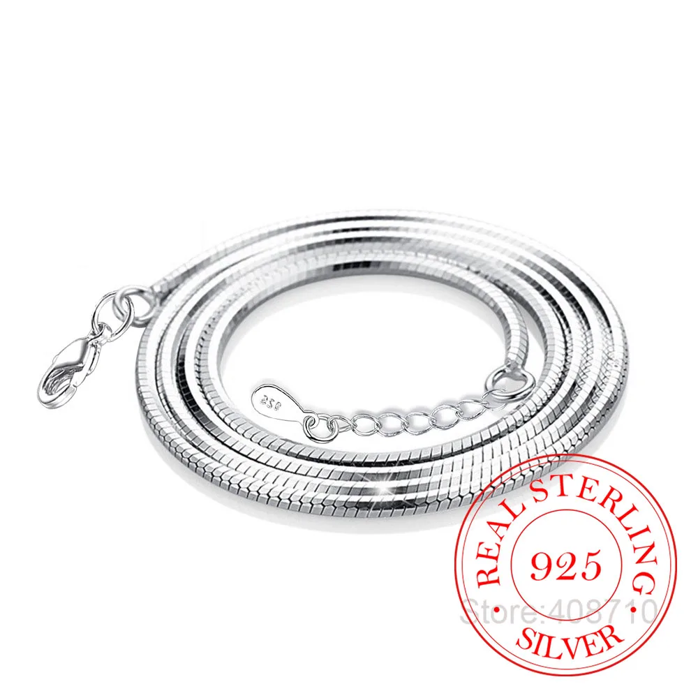 1MM 40+5cm 925 Sterling Silver Snake Chain Necklace for Women Men 2024 Wedding Party Jewelry Gift Real Money with Extend Chain