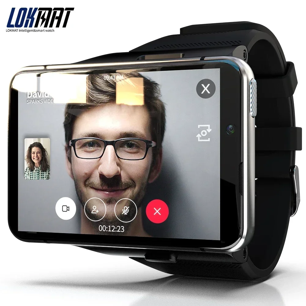 LOKMAT LTE 4G Smartwatch Men, 4G+64G WiFi Dual Camera Video Calls Men's Wrist Watch Heart Rate Monitor Game Smart Watch Android