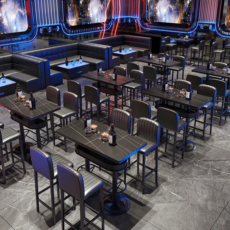 for Pub Bar BBQ Shop Table and Chair Set Nightclub Music Restaurant Sofa Booth Loose Table Wrought Iron High Bar Stool