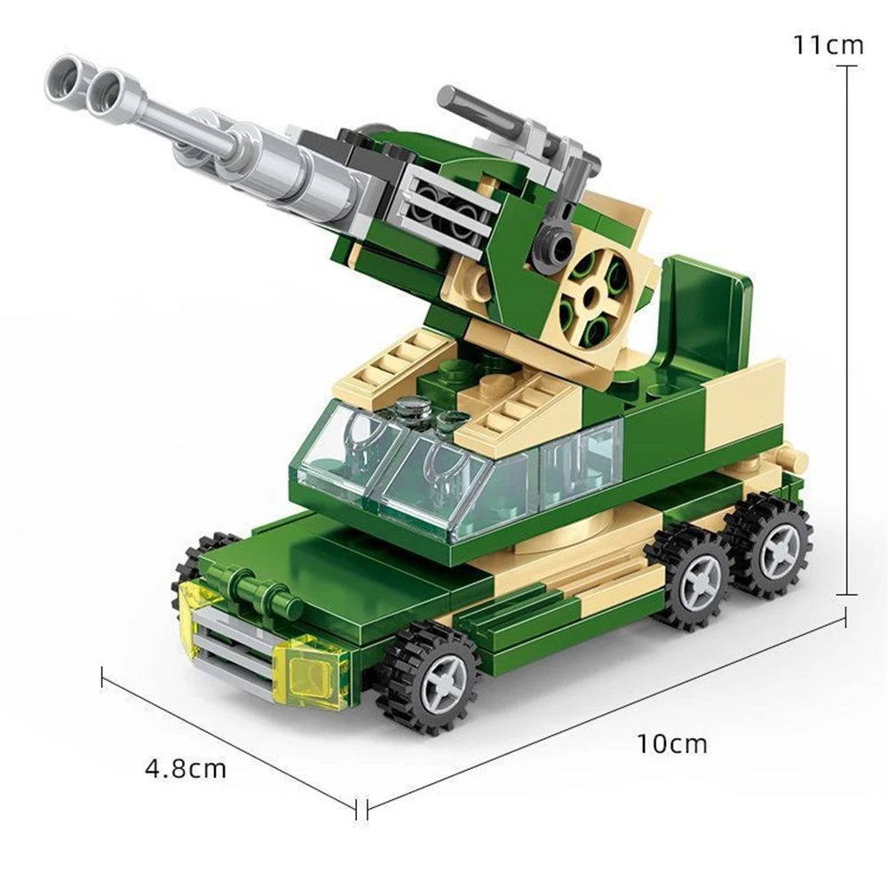 World War 2 WW2 Army Military Soldiers Armored Vehicle Rocket Launcher Model Building Blocks Bricks Assemble Toys For Children