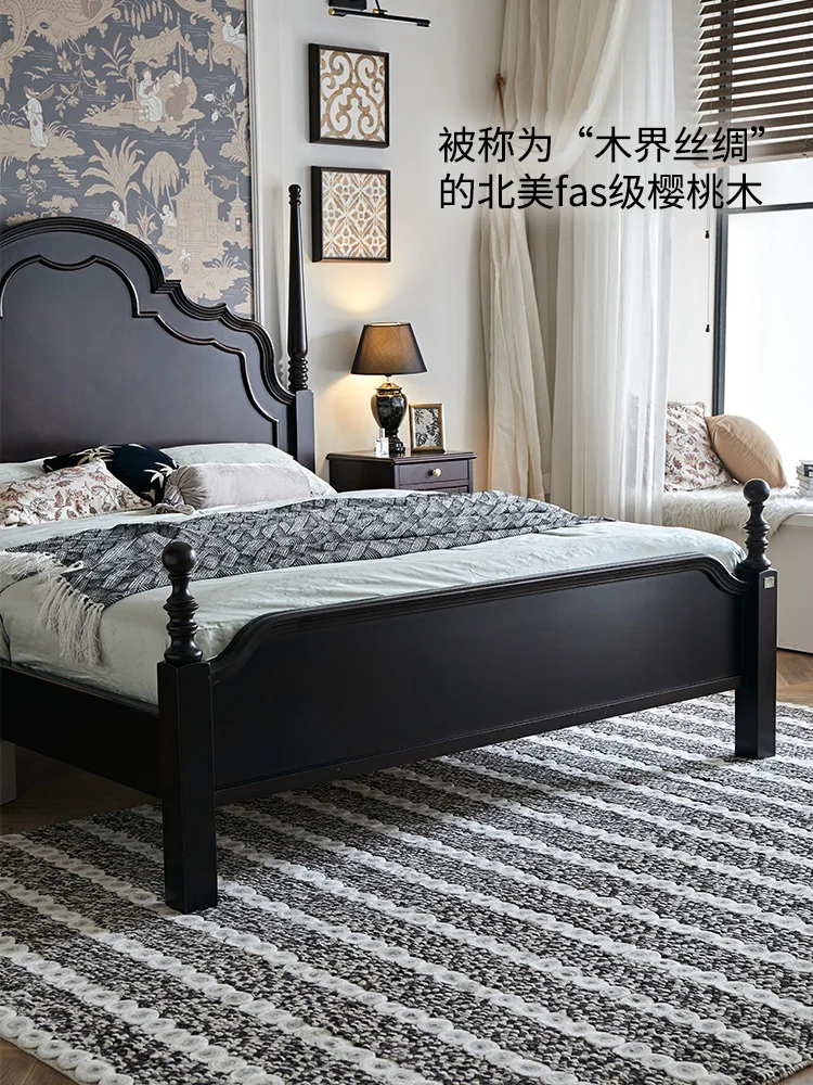 French Vintage Solid Wood Anna Premium Double Bed Vintage American