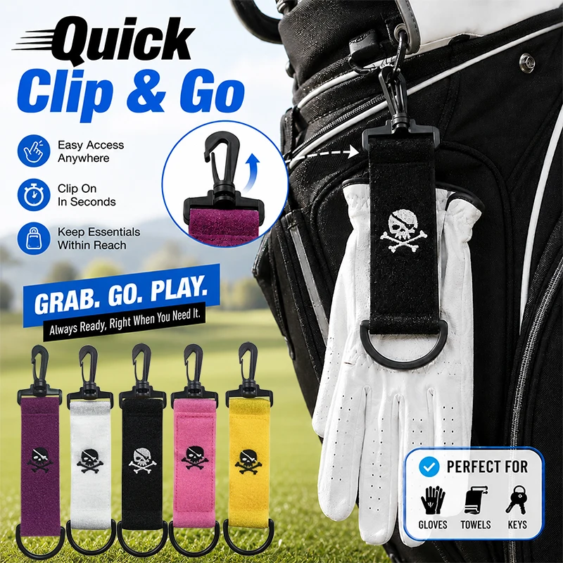 3PCS Golf Glove Holder Clip with Hook & Loop Fastener, Lightweight Golf Glove Keeper for Golf Bag, Towel & Accessories