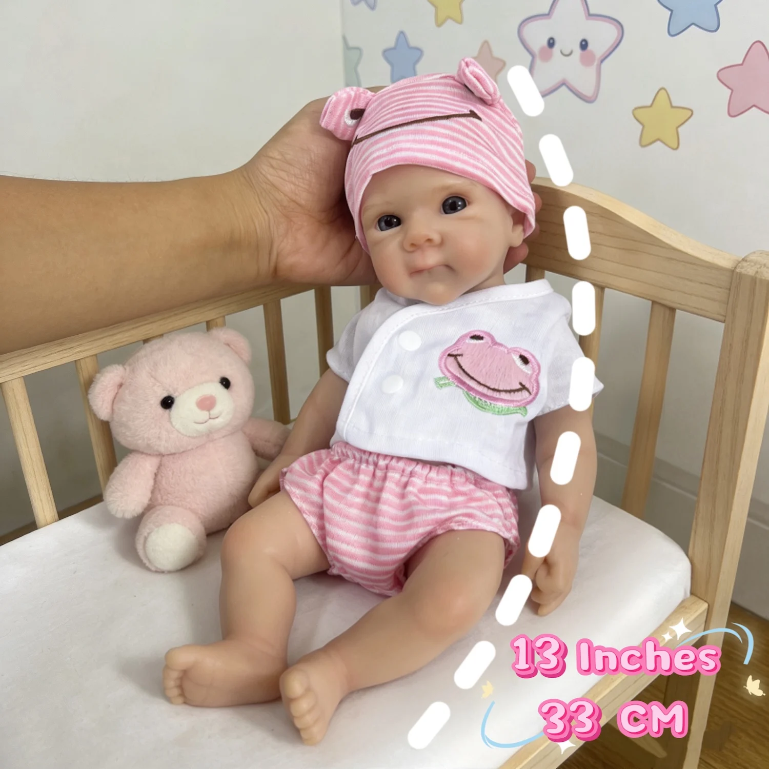 

13 Inch All Silicone Reborn Baby Doll Bettie Girl Solid Silicone Flexible Elastic Super Soft Doll Birthday Christmas Gift