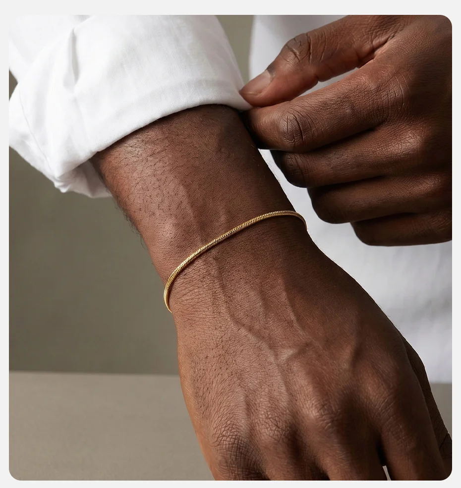 Vnox Minimalistisches 1,2/2mm Breites Dünnes Schlangenketten-Armband für Männer und Frauen, Gold- oder Silberplattierter Edelstahl Verstellbarer Schmuck Geschenk – Detail 8