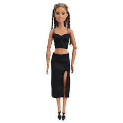 Doll clothing New 30cm 1/6  Black slit skirt with camisole vest Daily Wear Accessories Clothes for Barbies doll