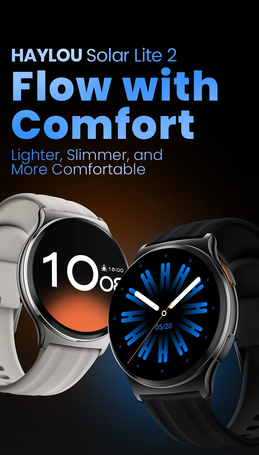 HAYLOU Solar Lite 2 Smartwatch 1,43'' AMOLED-Display 24h Gesundheitsüberwachung 150+ Sportmodi Sprachanrufe Smartwatch 1ATM – Detail 1