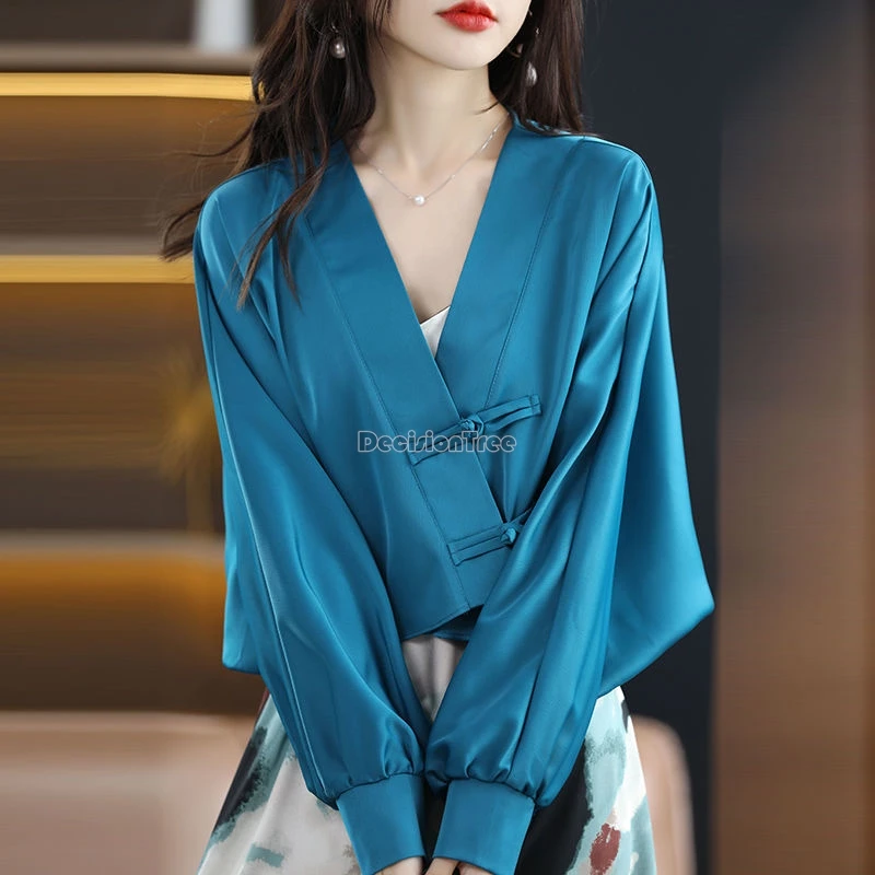 

2024 summer daily leisure sunscreen outerwear chinese style v-neck button tang suit coat vintage temperament loose thin cardigan