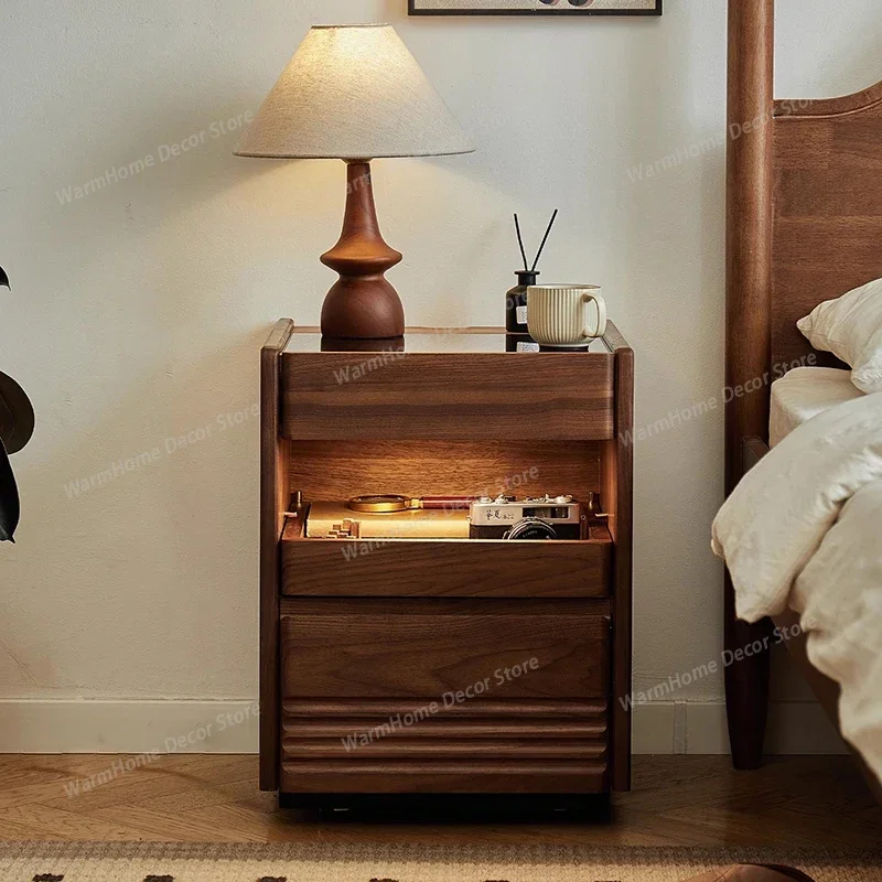 

Modern Organizer Nightstand Wood Luxury Storage Librero Cabinets Mobile Bedside Table Bedroom Mesa De Noche Hotel Furniture