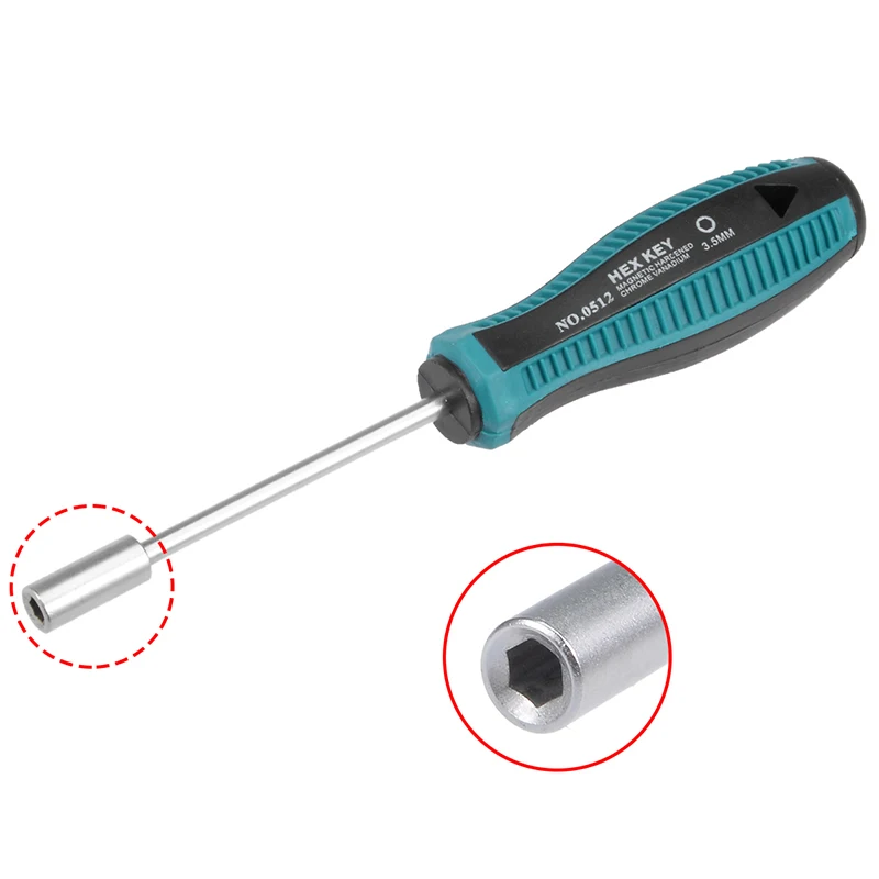 3.5 4 5 5.5 6mm Socket Screwdriver Steel Socket Wrench Hex Key Spanner Nut Driver Hex Wrench Hexagonal Screw Driver Repair Tool